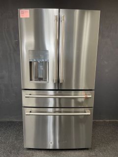 GE Cafe 22.3 Cu Ft 35.75" Wide 4 Door Counter Depth French Door Refrigerator in Stainless - CXE22DP2PS1C