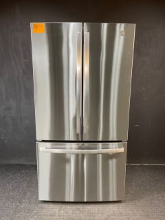 GE 36 In 21.9 cu Ft Counter Depth French Door Internal Disp Refrigerator in PrintProof Stainless - GWE22JYMFSC