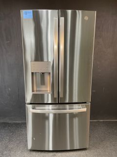 GE 33 Inch 18 Cu Ft French Door Counter Depth Refrigerator in Print Resistant Stainless - GYE18JYLFS