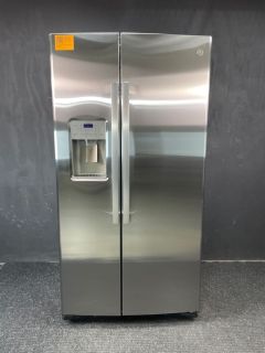 GE 21.8 Cu Ft 35.75" Wide Counter Depth Side by Side Refrigerator in PrintProof Stainless - GZS22IYNFS