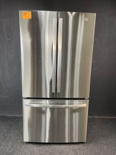 GE 36 In 21.9 cu Ft Counter Depth French Door Internal Disp Refrigerator in PrintProof Stainless - GWE22JYMFSC