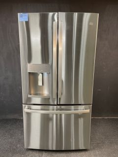 GE 27.7 Cu Ft 35.75" Wide French Door Refrigerator with Dispenser in Printproof Stainless - GFE28GYNFSC