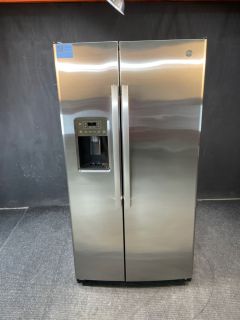 GE 25.3 Cu Ft 35.75" Wide Side by Side Refrigerator in Print Proof Stainless - GSS25GYPFSC