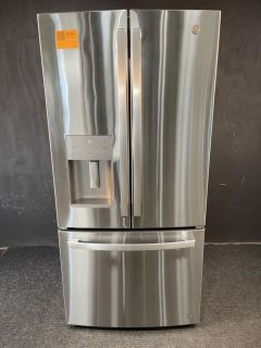 GE 23.7 Cu ft 32.75" Wide French Door Refrigerator in Print Proof Stainless - GFE24JYKFS