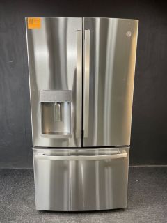 GE 27.7 Cu Ft 35.75" Wide French Door Refrigerator with Dispenser in Printproof Stainless - GFE28GYNFS