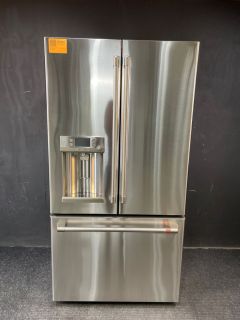 GE Cafe 22.1 Cu Ft 35.75" Wide Counter Depth French Door Refrigerator in Stainless - CYE22TP2MS1C