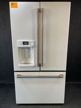 GE Cafe 22.1 Cu Ft 35.75" Wide Counter Depth French Door Refrigerator in White Matte - CYE22TP4MW2C
