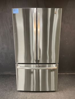 GE 36 In 21.9 cu Ft Counter Depth French Door Internal Disp Refrigerator in PrintProof Stainless - GWE22JYMFSC