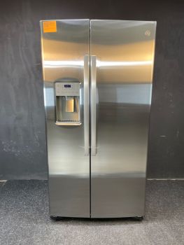 GE 21.8 Cu Ft 35.75" Wide Counter Depth Side by Side Refrigerator in PrintProof Stainless - GZS22IYNFSC