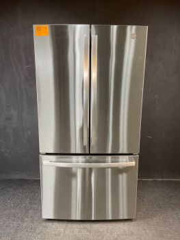 GE 36 In 21.9 cu Ft Counter Depth French Door Internal Disp Refrigerator in PrintProof Stainless - GWE22JYMFSC