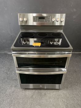GE Profile 30" Smart Electric Smooth Top Double Oven Range with Convection and Air Fry in Stainless - PB965YPFS