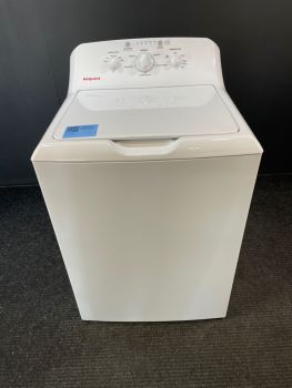 Lavadora de carga superior Hotpoint de 4.0 pies cúbicos y 27 pulgadas de ancho con agitador, color blanco - HTW265ASWWWC