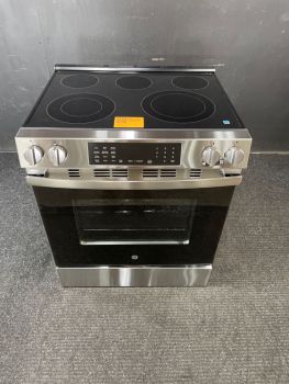 GE 30" Slide-In Electric Conv Range w/ No Preheat Air Fry and EasyWash Oven Tray in Stainless Steel - GRS60LAVFSC