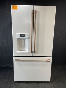 GE Cafe 22.1 Cu Ft 35.75" Wide Counter Depth French Door Refrigerator in White Matte - CYE22TP4MW2C