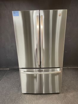 GE 36 In 21.9 cu Ft Counter Depth French Door Internal Disp Refrigerator in PrintProof Stainless - GWE22JYMFSC