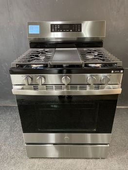 Cocina de gas independiente GE Profile de 76 cm (30"), de acero inoxidable resistente a las huellas dactilares, con bandeja EasyWash - PGF700AYFS