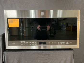 GE Profile 2.1 Cu Ft. 30" 1000W Over the Range Bottom Control Sensor Microwave in Stainless - PVM9005SJSS