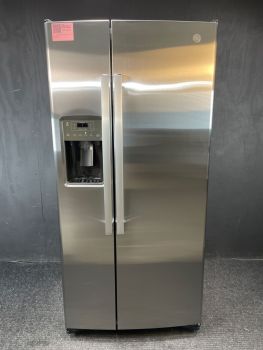 GE 23 Cu Ft 32.75" Wide Side by Side Refrigerator in PrintProof Stainless - GSS23GYPFS