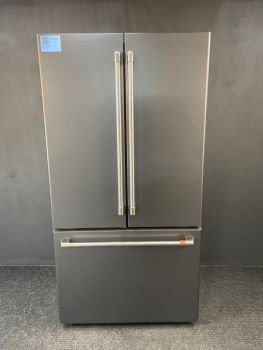 GE Cafe 23.1 Cu Ft 35.75" Wide Counter Depth NonDispenser French Door Refrigerator in Black Matte - CWE23SP3MD1C