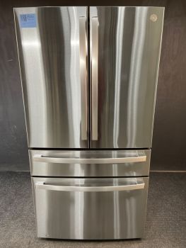 GE Profile 36 Inch 23.2 Cu Ft 4 Door French Door Refrigerator in Printproof Stainless - PJD23BYWFSC