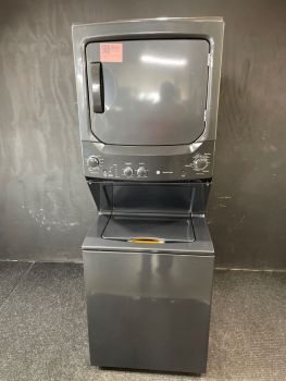 Lavadora/secadora apilable a gas GE de 3.8/5.9 pies cúbicos y 27 pulgadas de ancho en color gris diamante - GUD27GSPMDGC