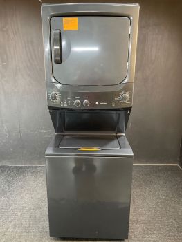 GE 3.8/5.9 Cubic Ft 27" wide Gas Stacked Washer/Dryer in Diamond Grey - GUD27GSPMDGC