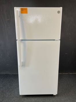 GE 28 Inch 16 cu ft Top Freezer Energy Star Refrigerator in White; optional icemaker IM4D - GTE16DTNRWWC