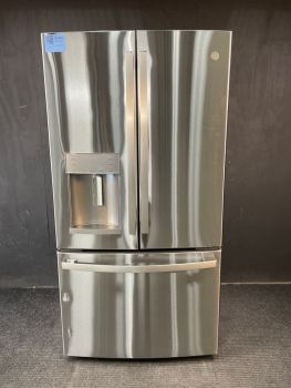 GE 27.7 Cu Ft 35.75" Wide French Door Refrigerator with Dispenser in Printproof Stainless - GFE28GYNFSC