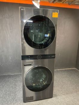 LG 4.5/7.4 Cubic Ft 27" wide Electric Stacked Washer/Dryer in Black Steel - WKEX200HBAC