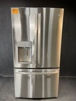 GE 27.7 Cu Ft 35.75" Wide French Door Refrigerator with Dispenser in Printproof Stainless - GFE28GYNFSC
