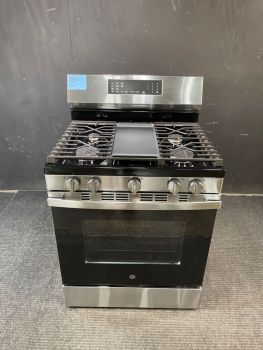 GE 30" Free-Standing Gas Conv Range with No Preheat Air Fry and EasyWash Oven Tray in Stainless - GGF600AVSSC