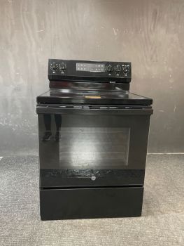 GE 30" Electric Smooth Top Self Clean Free Standing Range in Black - GRF500PVBB