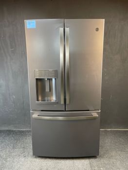 GE 36 Inch 22 Cu ft Counter Depth French Door with Dispenser in Black Slate - GYE22GENDSC