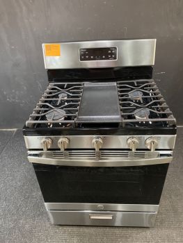 GE 30" 5 Burner Steam Clean Gas Range with Griddle in Stainless Steel - JGBS66REKSSC