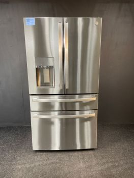 Refrigerador GE Profile de 36 pulgadas y 22.3 pies cúbicos de profundidad estándar, 4 puertas estilo francés, en acero inoxidable antihuellas - PXD22BYPFSC