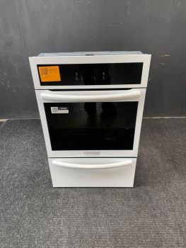 Horno de pared individual a gas Frigidaire de 24 pulgadas con autolimpieza, color blanco - GCWG2438AWC