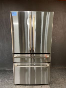 GE Cafe 23.2 Cu Ft 35.75" Wide Counter Depth NonDispenser 4 Door Refrigerator in Stainless - CJE23DP2WS1C