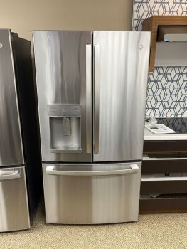 GE 36 Inch 22 Cu ft Counter Depth French Door with Dispenser in Print Resistant Stainless - GYE22GYNFS