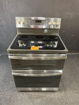 GE Electric Free Standing Smoth Top Steam Clean Double Oven Convection Range in Stainless - JBS86SPSSC