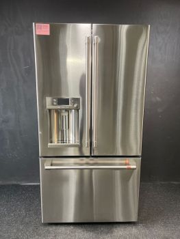 GE Cafe 22.1 Cu Ft 35.75" Wide Counter Depth French Door Refrigerator in Stainless - CYE22TP2MS1C