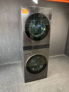 LG 5.0/7.4 Cubic Ft 27" wide Electric Stacked Washer/Dryer in Black Steel - WKEX300HBAC