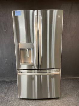 GE 27.7 Cu Ft 35.75" Wide French Door Refrigerator with Dispenser in Printproof Stainless - GFE28GYNFSC