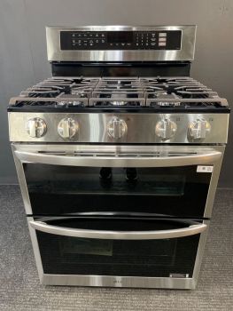 Cocina independiente LG de 6.9 pies cúbicos con doble horno a gas, convección ProBake, freidora de aire y cocción al vacío por aire - LDGL6924S