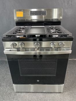 Cocina de gas independiente GE de 76 cm con 5 quemadores autolimpiables en acero inoxidable - GGF500PVSS