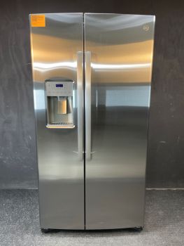 GE 21.8 Cu Ft 35.75" Wide Counter Depth Side by Side Refrigerator in PrintProof Stainless - GZS22IYNFS