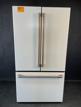 GE Cafe 23.1 Cu Ft 35.75" Wide Counter Depth NonDispenser French Door Refrigerator in White Matte - CWE23SP4MW2C