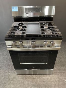 GE 30" Free-Standing Gas Conv Range with No Preheat Air Fry and EasyWash Oven Tray in Stainless - GGF600AVSSC