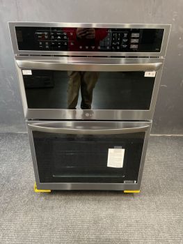 Horno de pared LG de 76 cm con microondas integrado, acabado en acero inoxidable negro - WCEP6423D