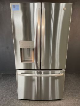 GE 25.6 Cu Ft 35.75" Wide French Door Refrigerator in Printproof Stainless - GFE26JYMFSC
