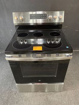 GE 30" Electric Smooth Top Self Clean Free Standing Range in Stainless Steel - GRF500PVSS